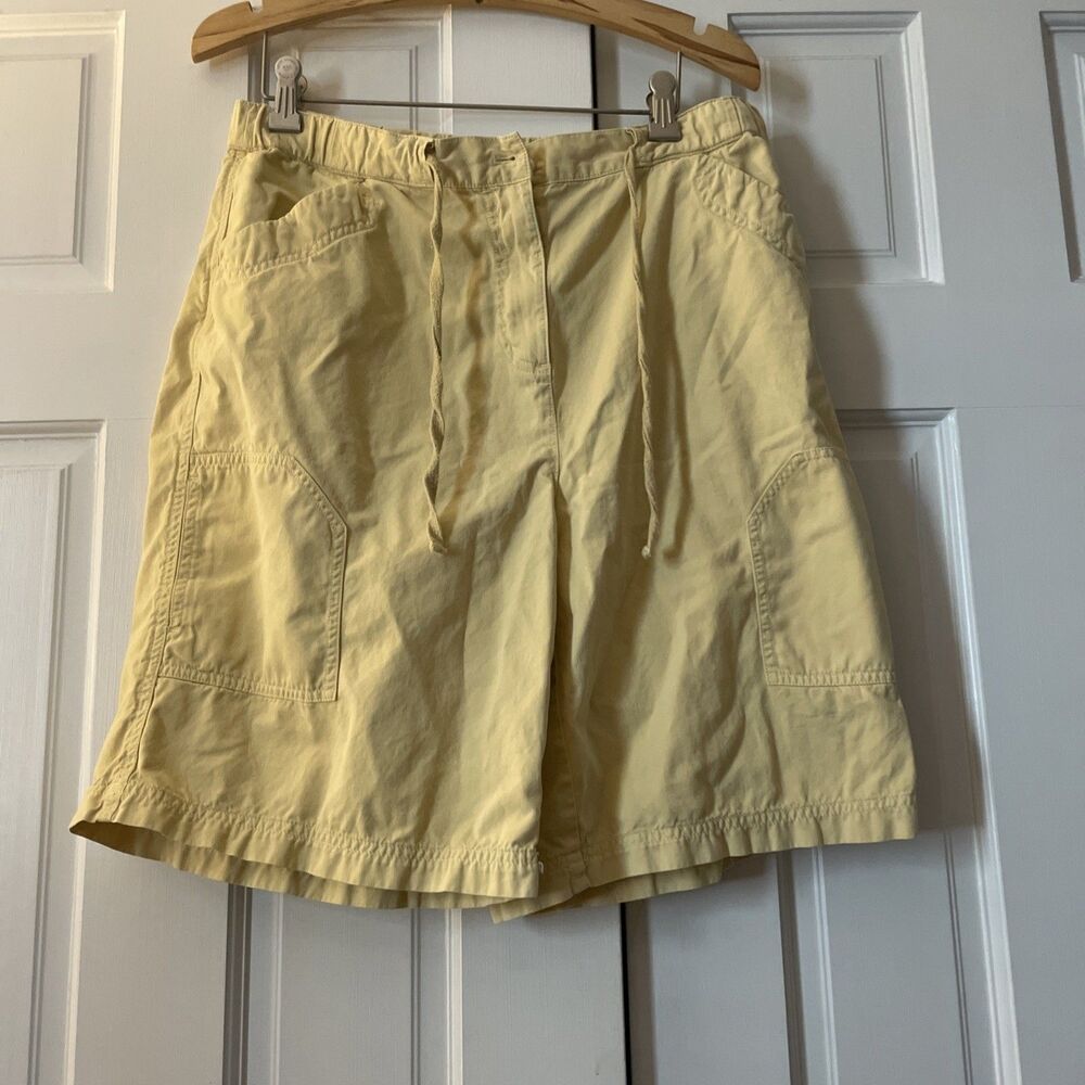 J. Jill Yellow Cotton Drawstring Pants Size 14 Casual Crop Elastic Waist